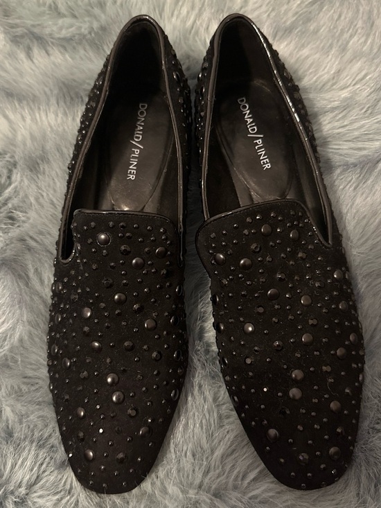 Donald J. Pliner Shoes - Donald J. Pliner Black Studded Suede Slip-On Loafers